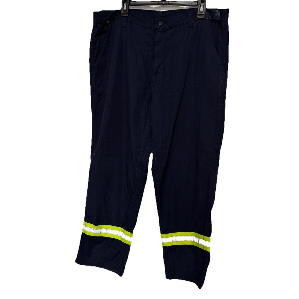 Carhartt FR Flame Resistant Jeans Mens 38x30 Blue Safety Stripe High Visibility